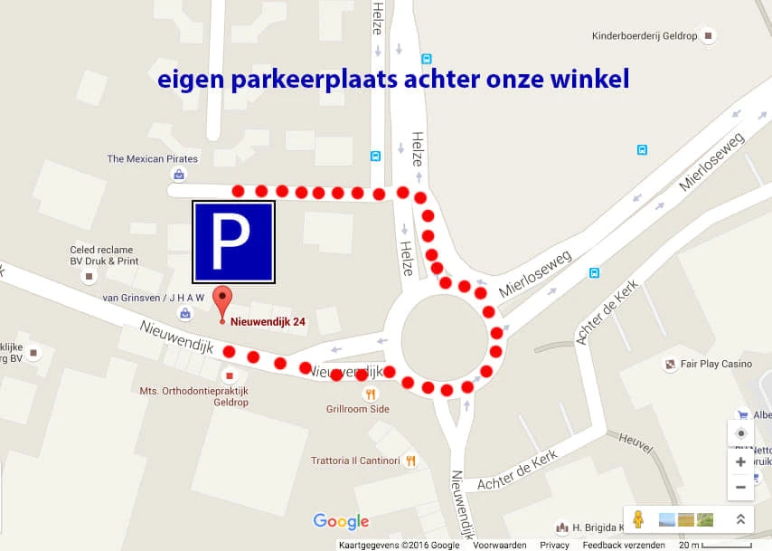 gemarkeerde route naar een parkeerplaats